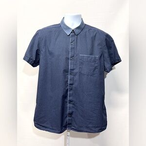 NEXT Navy blue contrast print short sleeve button‎ down size XL.